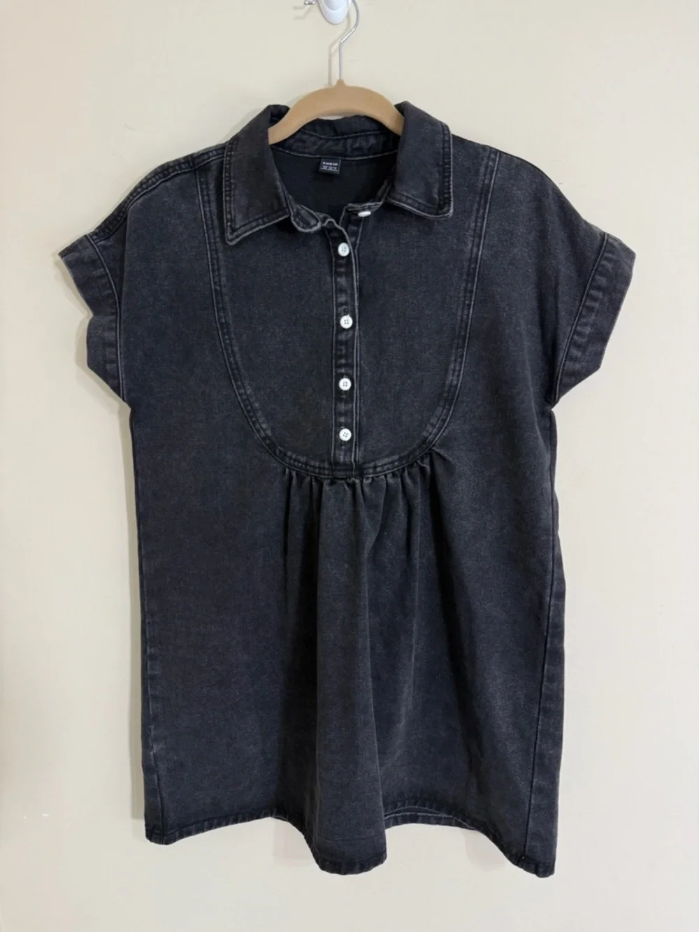 SHEIN‎ Women's Black Denim Collared Shirt Dress Coastal Cowgirl Western Size XS
